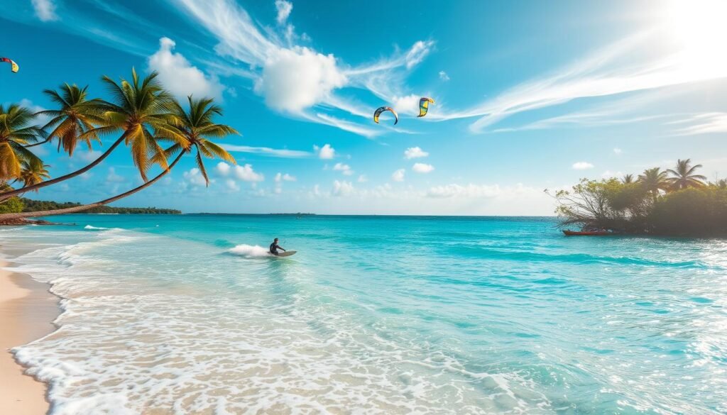 Deportes acuáticos en playas paradisíacas