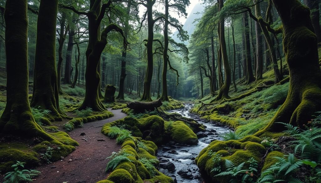 Ecosistema único de Aokigahara en la naturaleza Japón