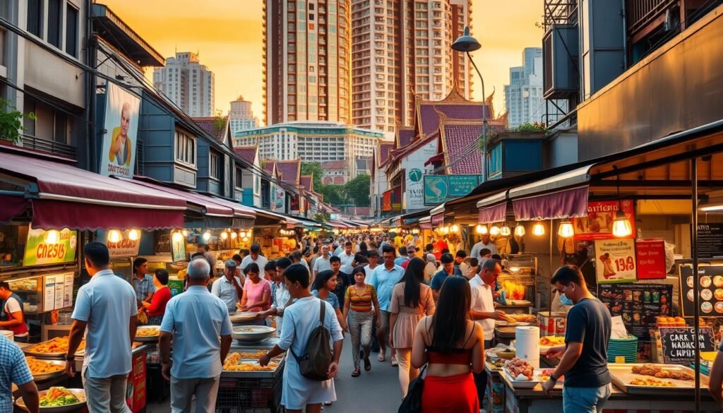 Gastronomía callejera Tailandia fusión internacional