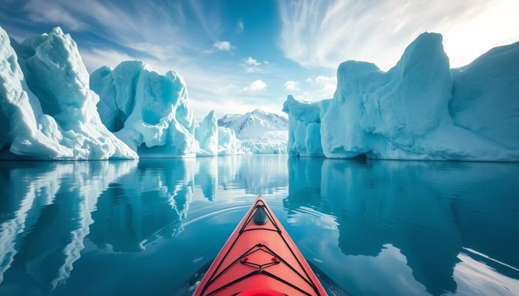 Kayak en laguna glaciar de Jökulsárlón