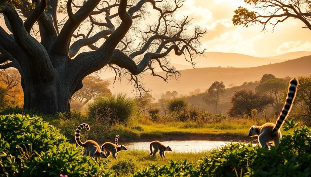 Lémures de Madagascar en su hábitat natural Lémures de Madagascar en su hábitat natural