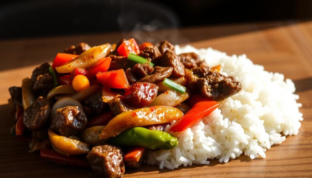 Lomo saltado plato peruano