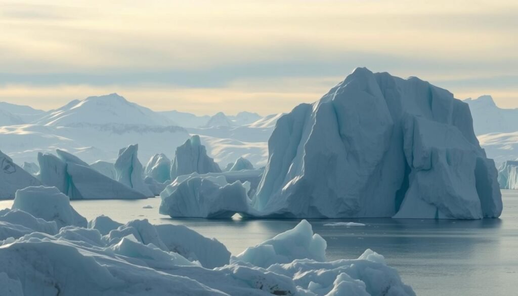 Paisaje de Groenlandia con icebergs