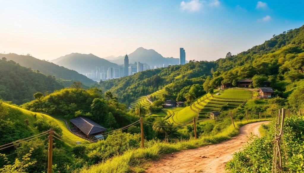 Paisaje de los Nuevos Territorios en Hong Kong