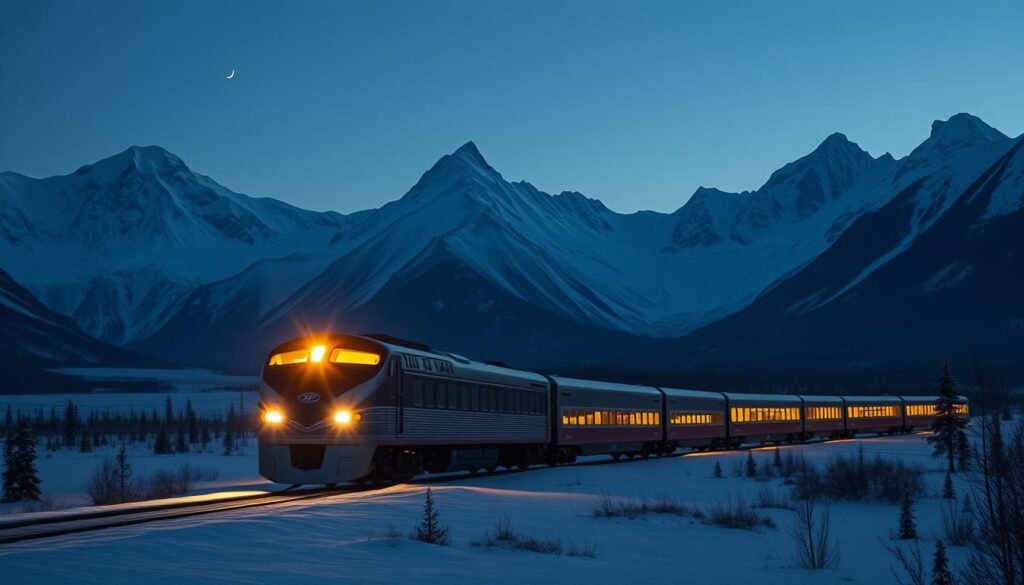 Tren The Canadian en paisaje canadiense