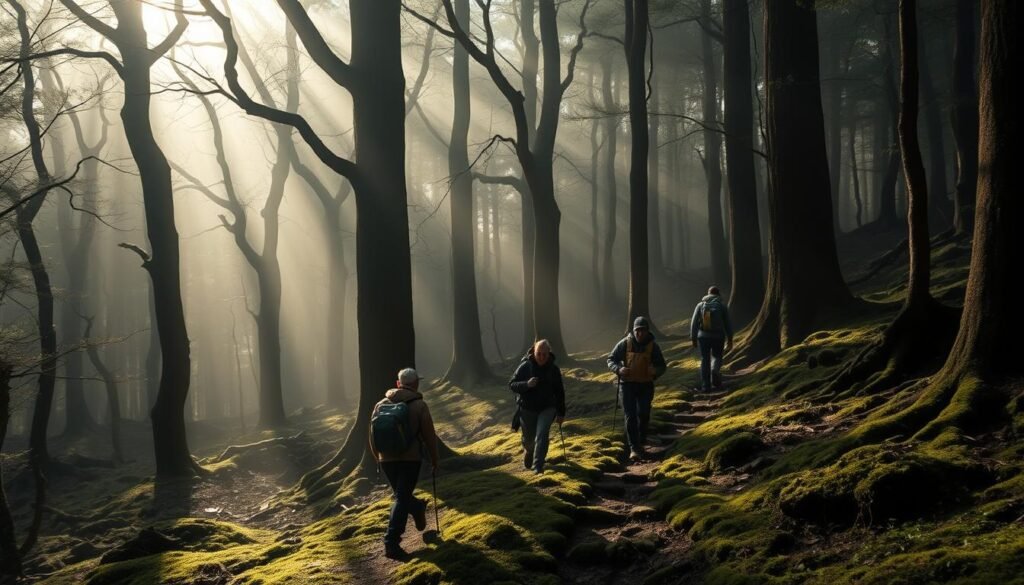 Voluntarios en el bosque Aokigahara durante viajes a Japón