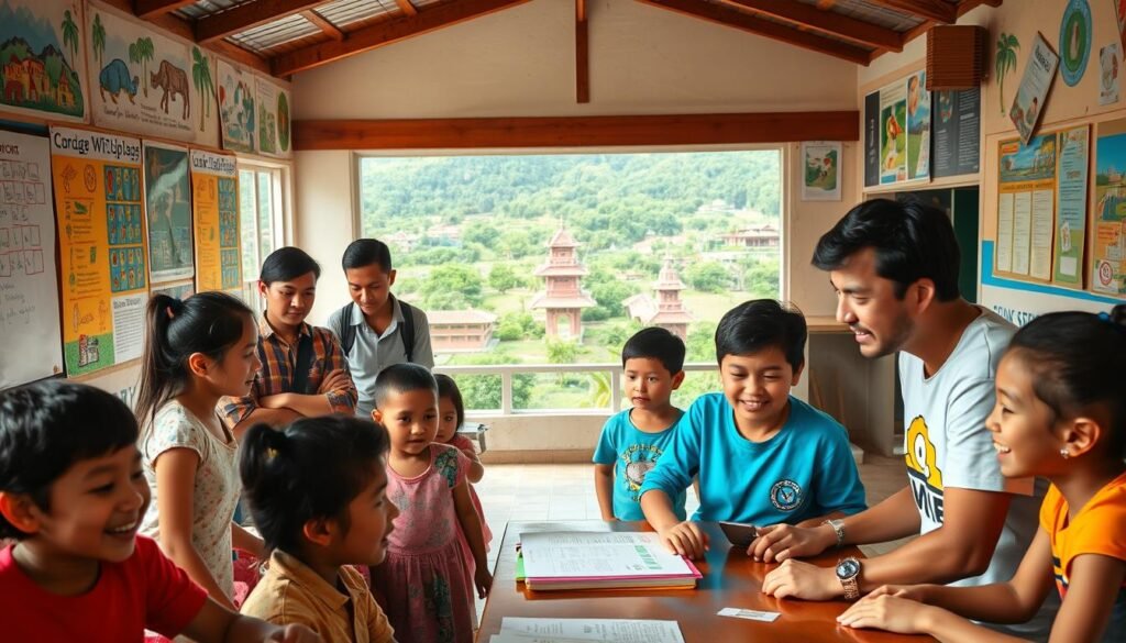 Voluntarios enseñando en comunidades internacionales