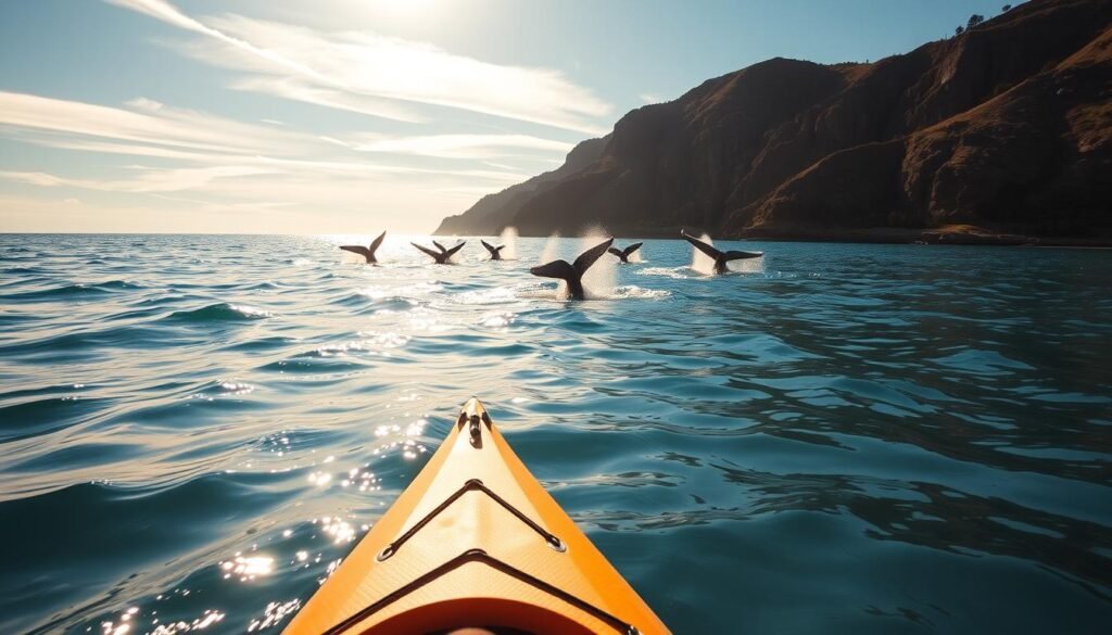 avistamiento de ballenas en kayak