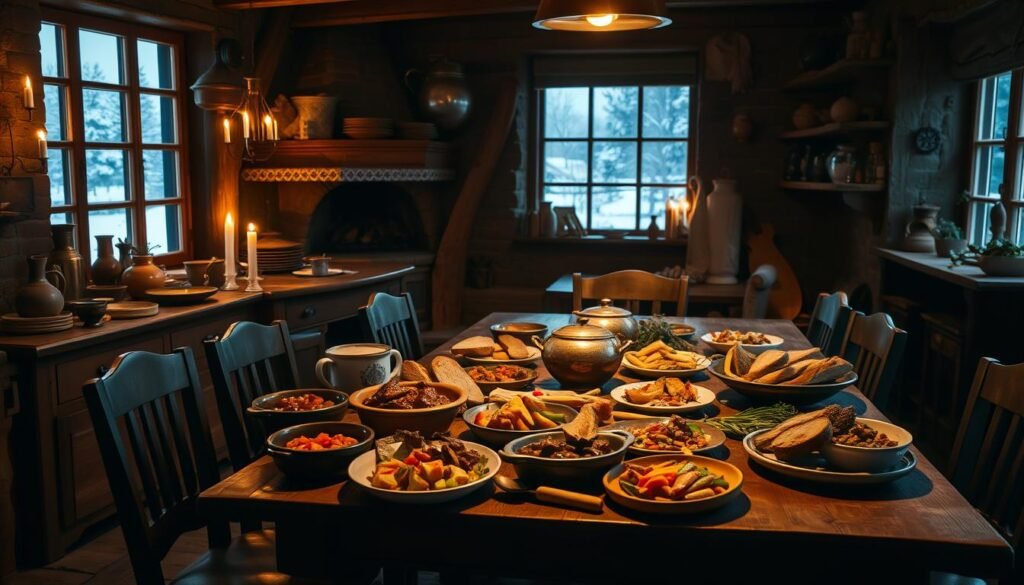 Platos típicos de comida europea en invierno