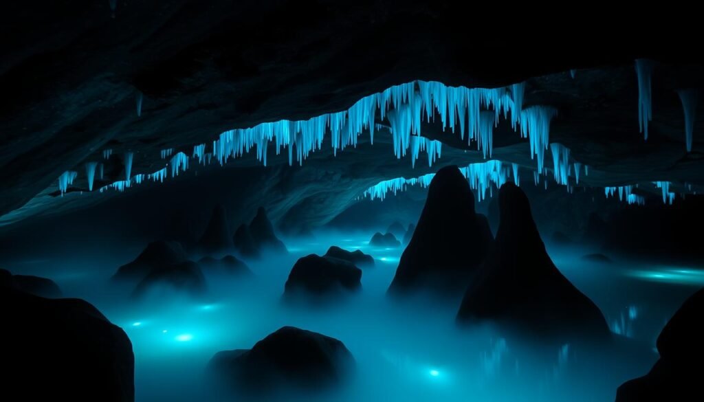 Cuevas de Waitomo luciérnagas bioluminiscentes