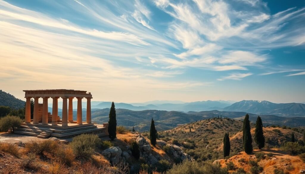 Paisaje de Creta con ruinas antiguas
