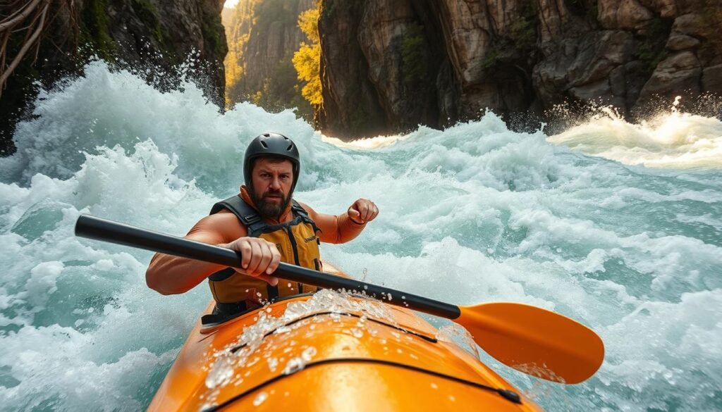 Travesía de río salvaje en kayak