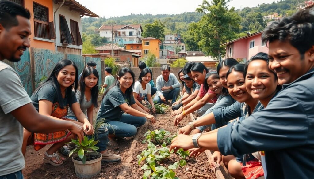 Voluntarios trabajando en comunidad